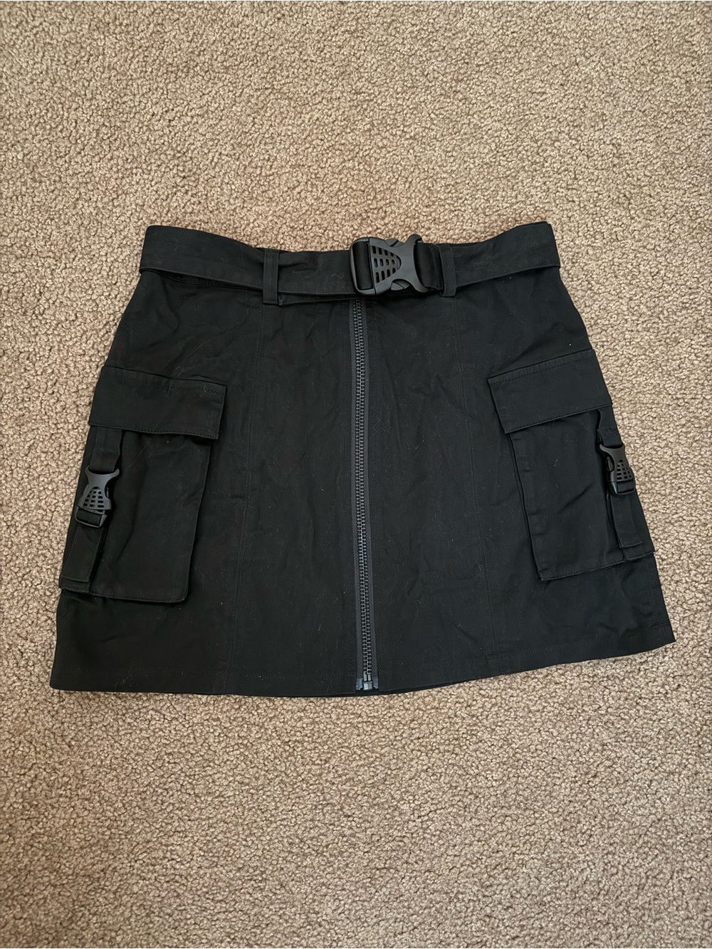 Poster Girl Zip-Up Cargo Mini Skirt, Dolls Kill Miss Behaving Black Cargo Skirt - Picture 7 of 9